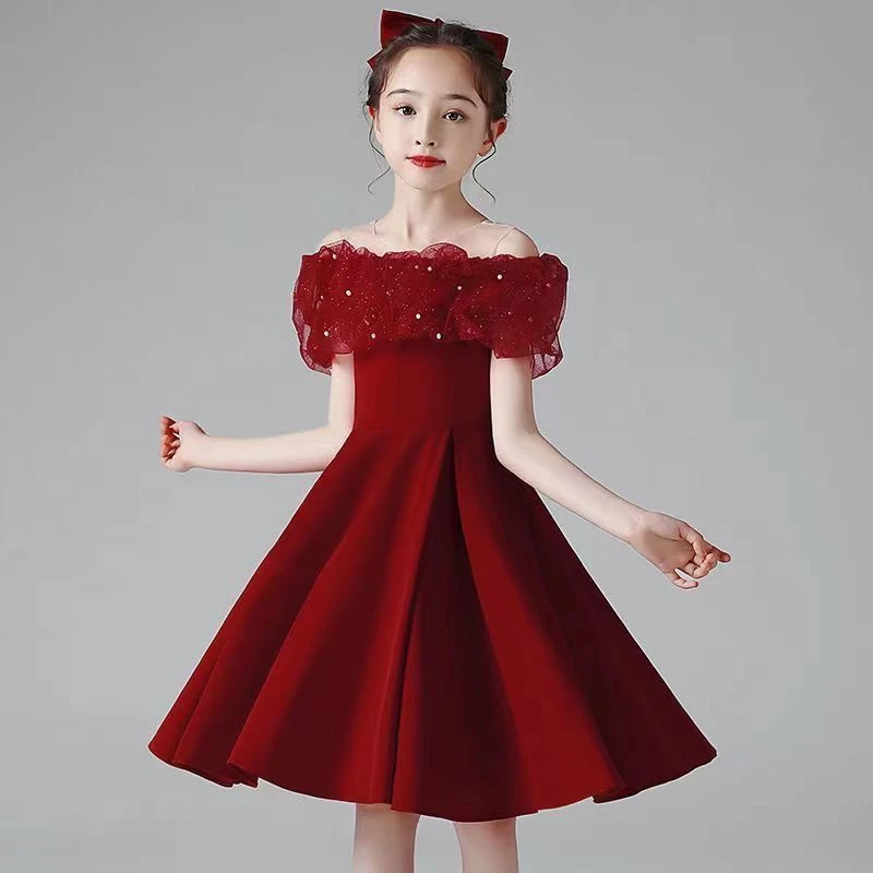 戴维贝拉女童连衣裙夏洋气儿童礼服公主裙高端婚礼生日主持人蓬蓬