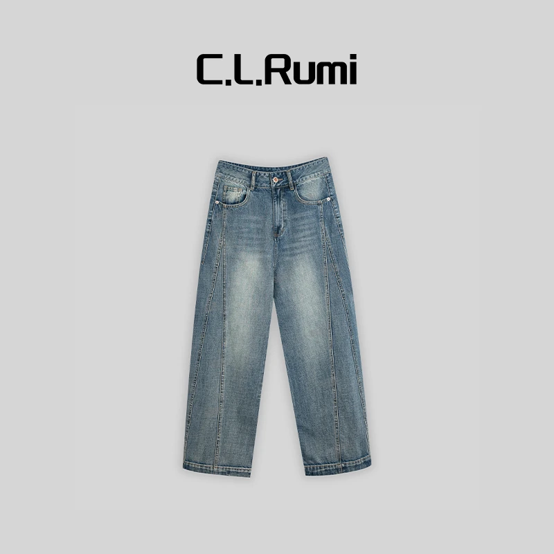 【Rumi女装】“剪刀手”25春季宽松复古水洗百搭哈伦牛仔裤6491kz
