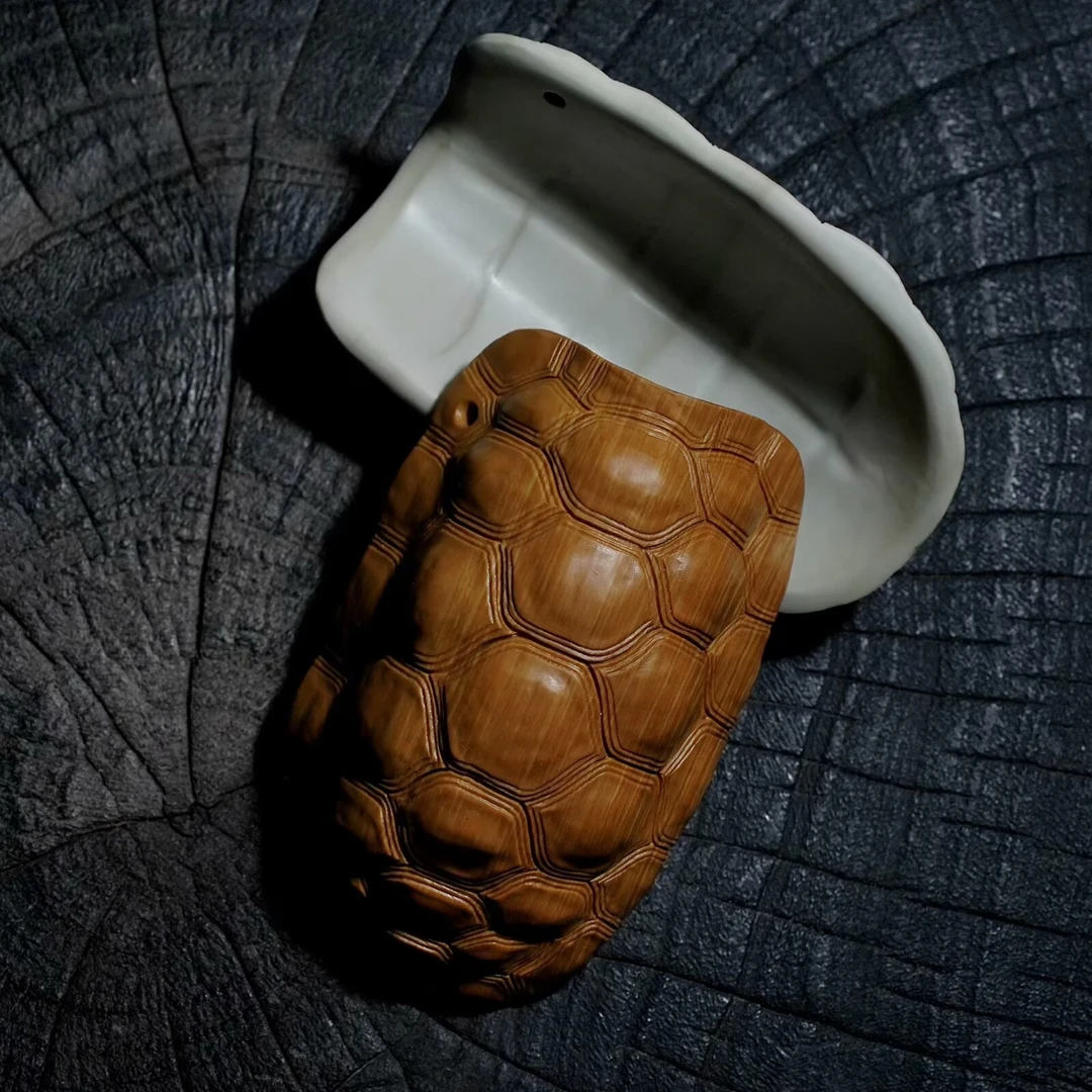 千石原石原创手工雕刻龟甲茶则茶宠可养可玩可摆茶宠摆件国风