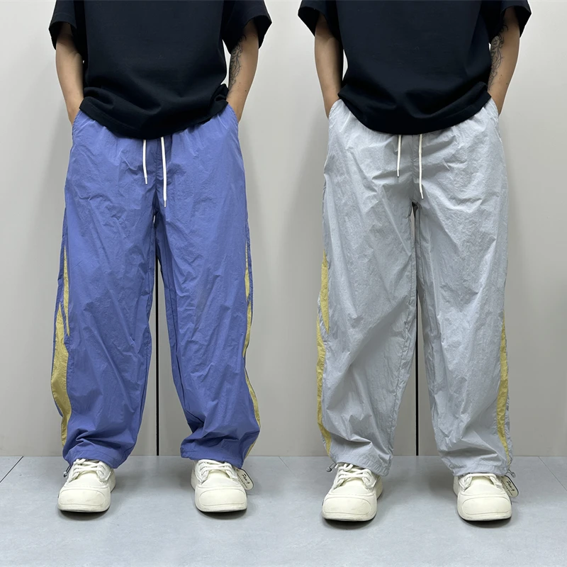 昊Studio夏季男士彩色直筒裤百搭宽松直筒透气时尚潮流运动休闲裤