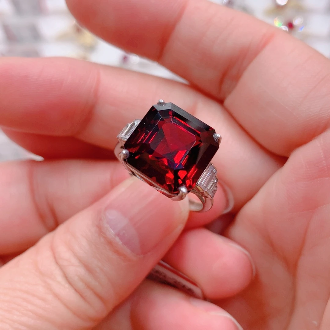石榴石戒指银S925镶嵌
