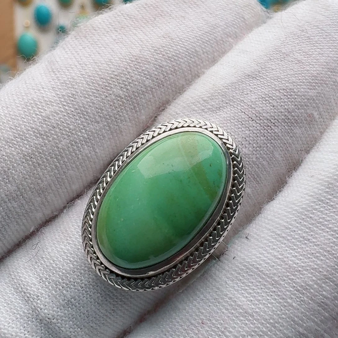 绿松石银S925镶嵌戒指