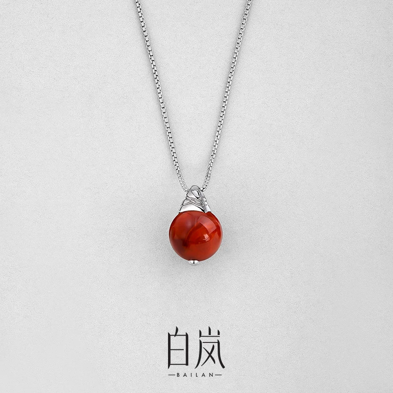 白岚旭松项链玛瑙毛衣链锁骨链轻奢高级新款配饰女精致XL5217