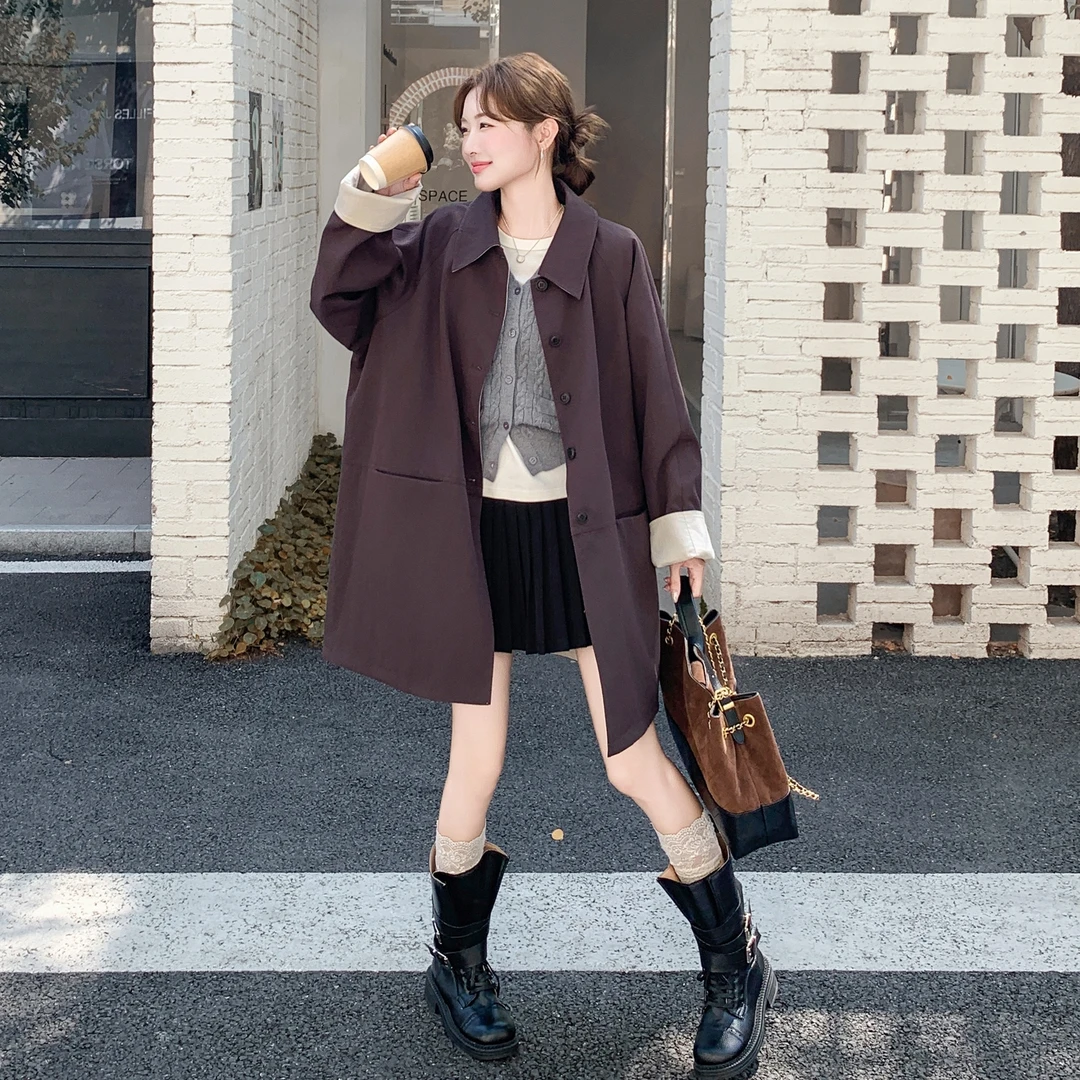 韩系高级感简约百搭风衣女2025秋季新款酷飒超好看气质两面穿外套