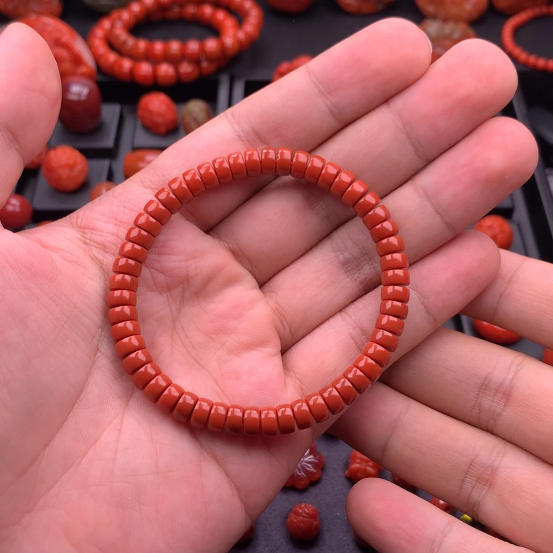 南红玛瑙未镶嵌南红川料原矿药片手串6mm+