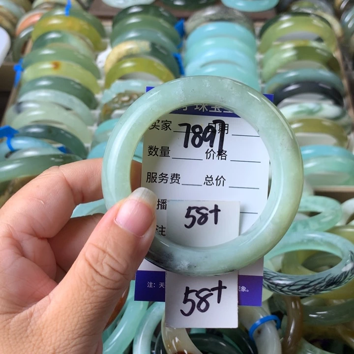 未镶嵌蛇纹石玉手镯7897