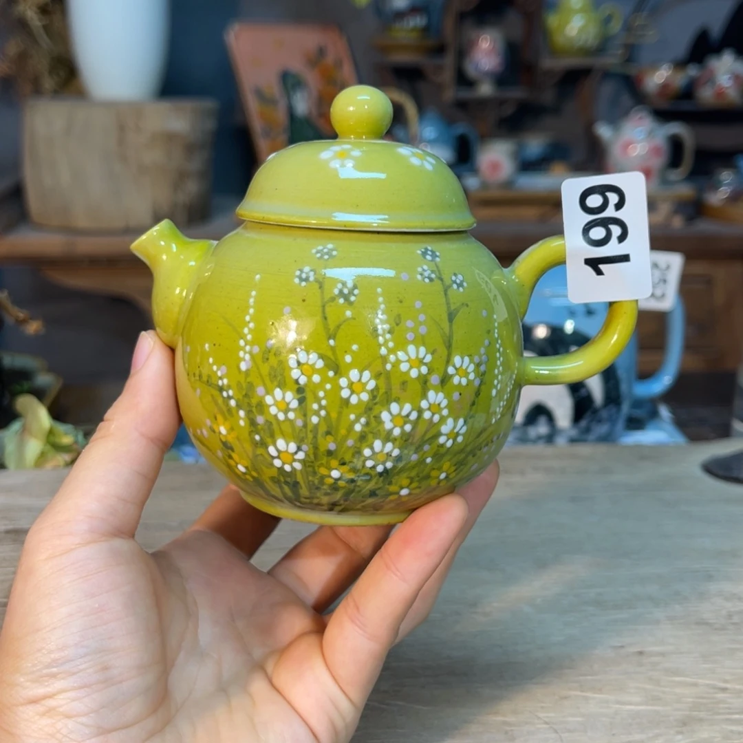 壶素浅陶瓷手工手绘