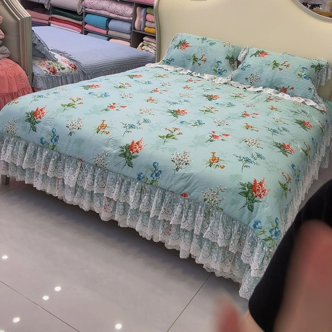 竹子纤维棉花满屋蕾丝边四件套