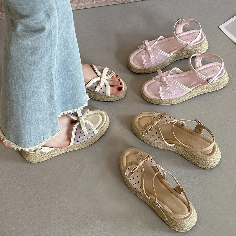 贾不假凉鞋女款2025新款爆款夏百搭配裙子坡跟海边绝美罗马女鞋子