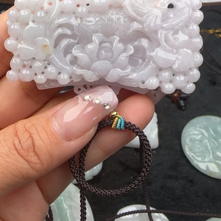 翡翠挂件未镶嵌花开富贵