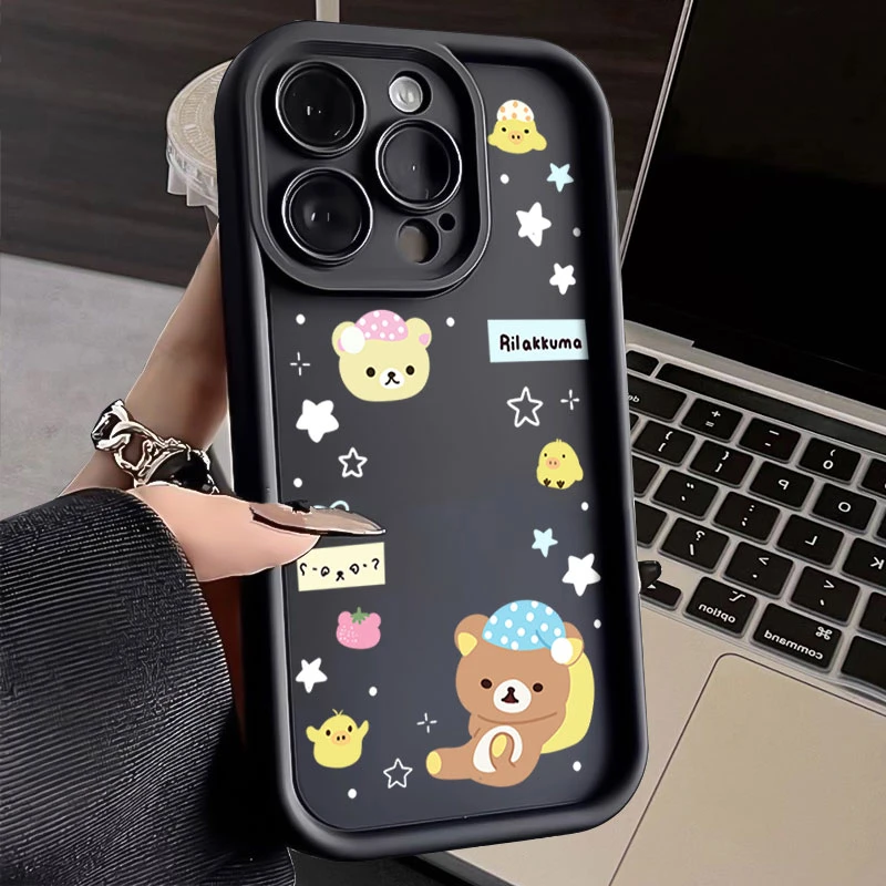 睡帽星星轻松熊适用iphone16苹果手机壳15promax金刚砂14软131211