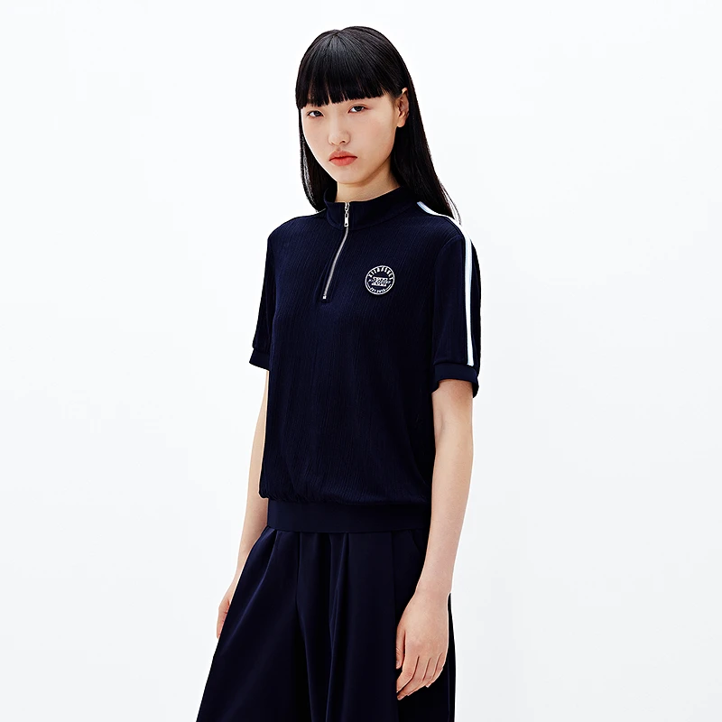 【进口醋酸】XII BASKET十二篮新款时尚半拉链立领上衣女7C65270240