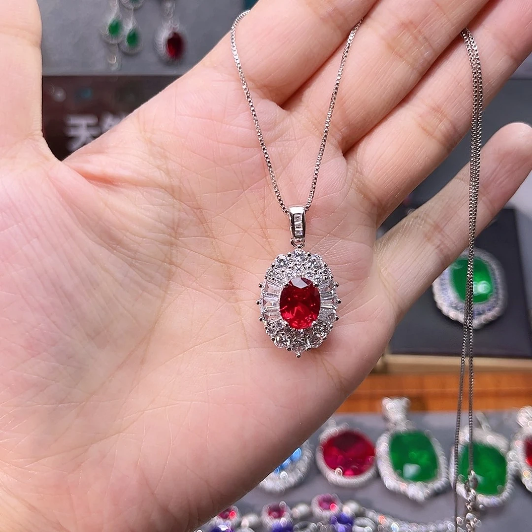颈饰银S925镶嵌红宝石165