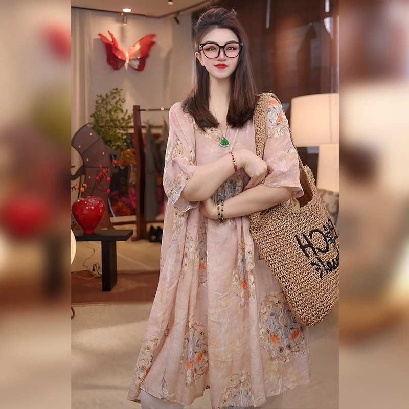 【Linda姐高端线】春夏新款时尚气质印花宽松大衫衬衫AA5SCS0448