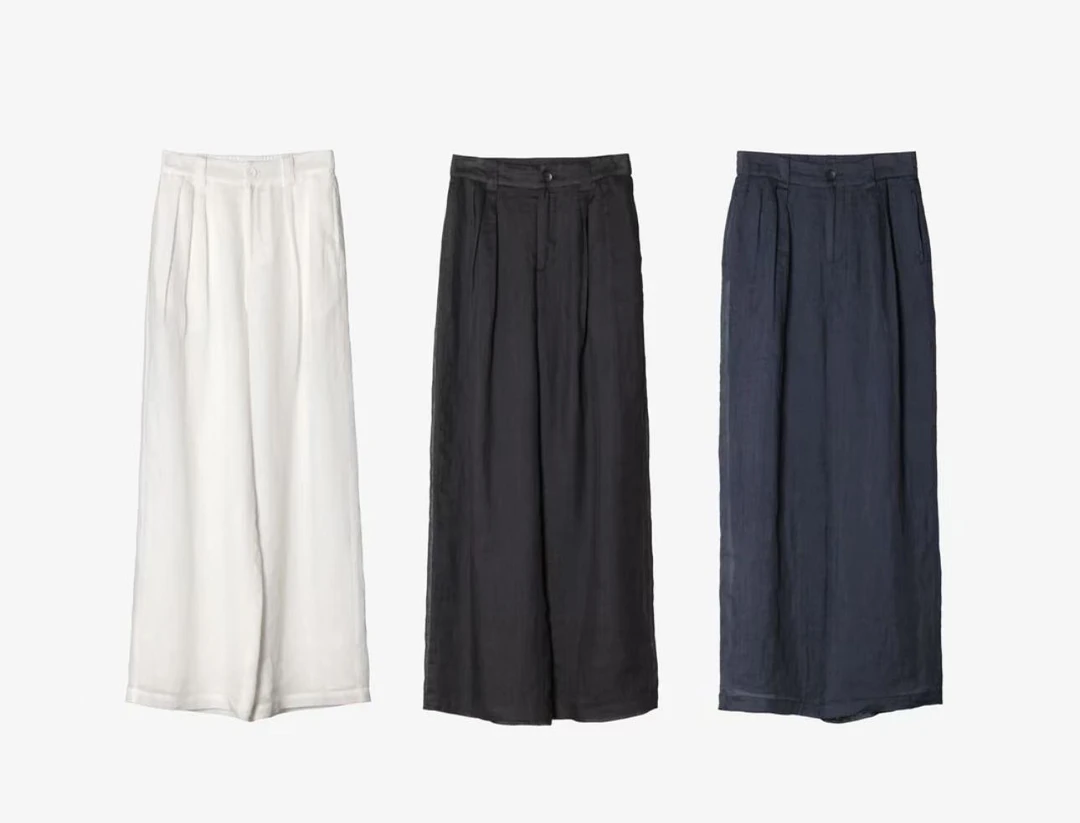 春夏季薄款苎麻阔腿裤女显瘦长裤