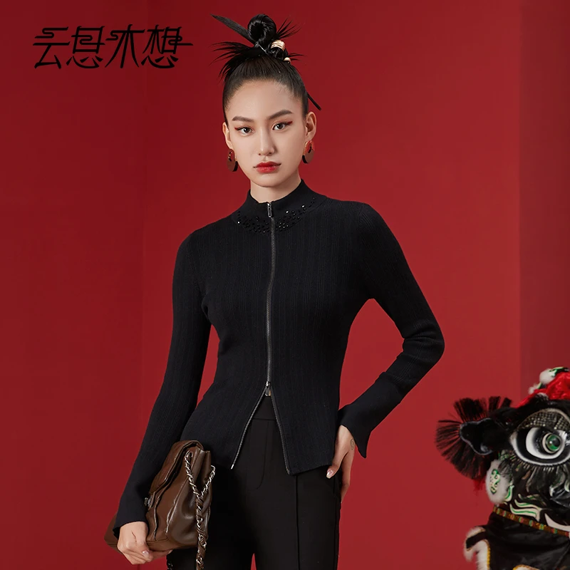 Ysimo-X云思木想2024早春新款手工钉珠时尚毛针织外套11169