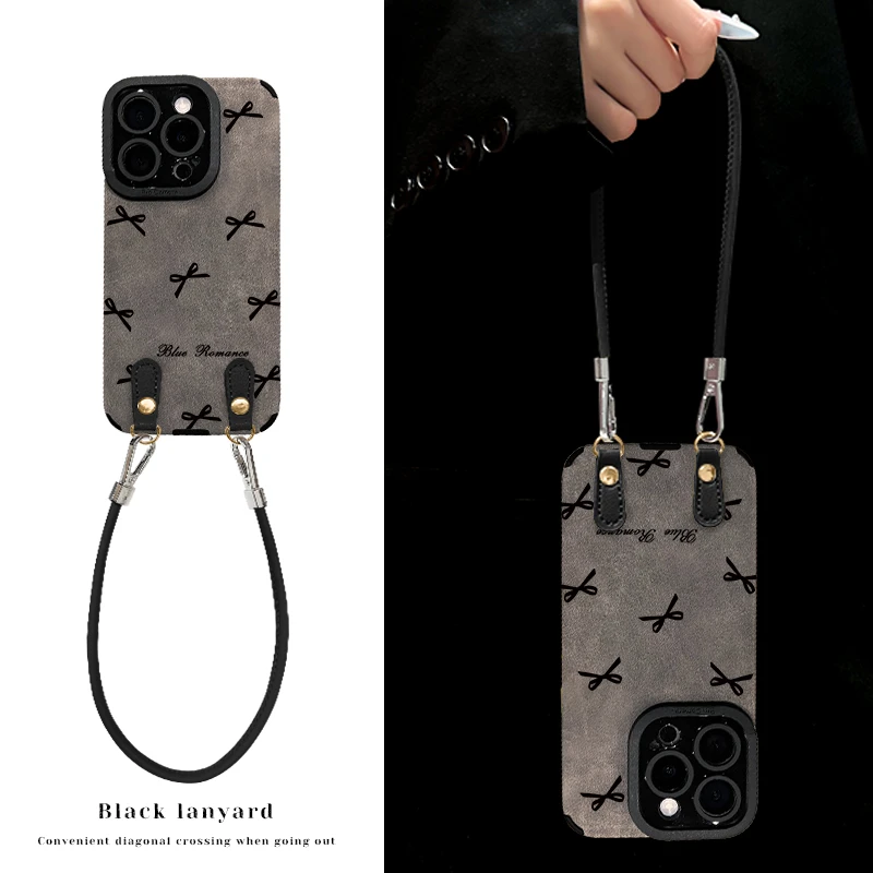 满屏蝴蝶结适用于苹果15华为vivo/oppo小米iPhone16翻毛皮手机壳