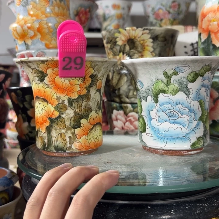 景德镇手绘花盆满38包邮偏远地区除外
