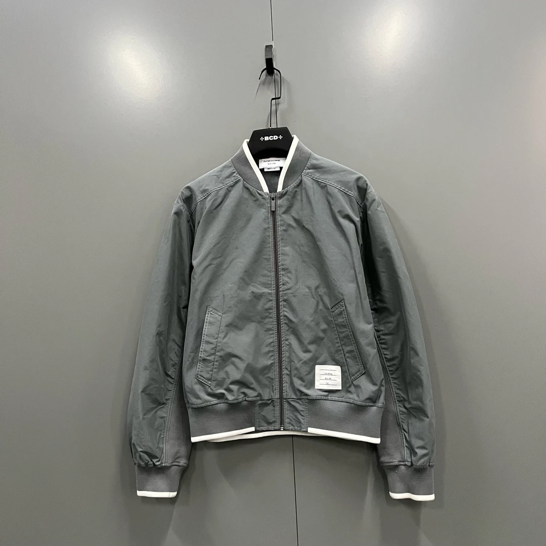 95新 THOMBROWNE q224 灰色立领拉链夹克 1码/si501621