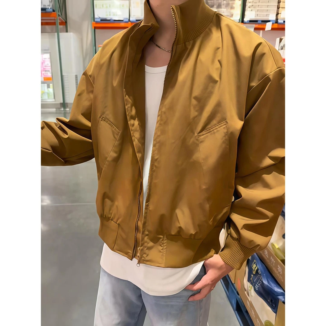 美式高街cleanfit短款外套男款秋季潮牌痞帅立领棒球服飞行员夹克