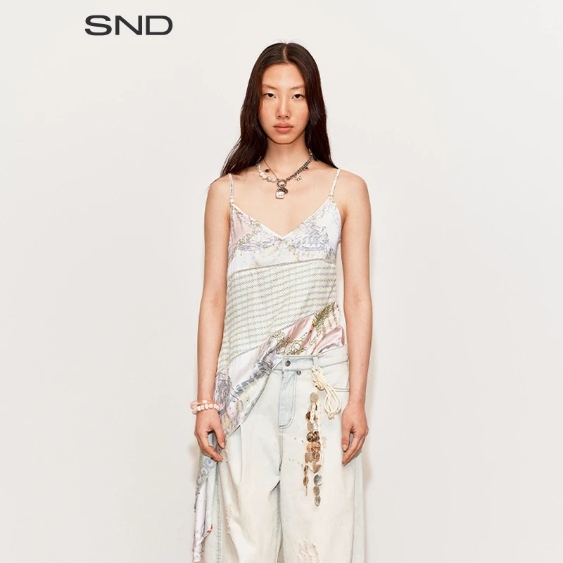 【MEDIUM WELL 设计师品牌】SND SS25 拼接印花丝巾吊带