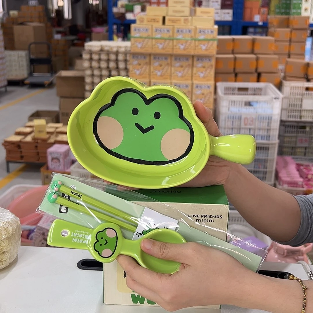 瓷青蛙手柄碗加勺筷陶瓷陶瓷陶瓷陶瓷陶瓷