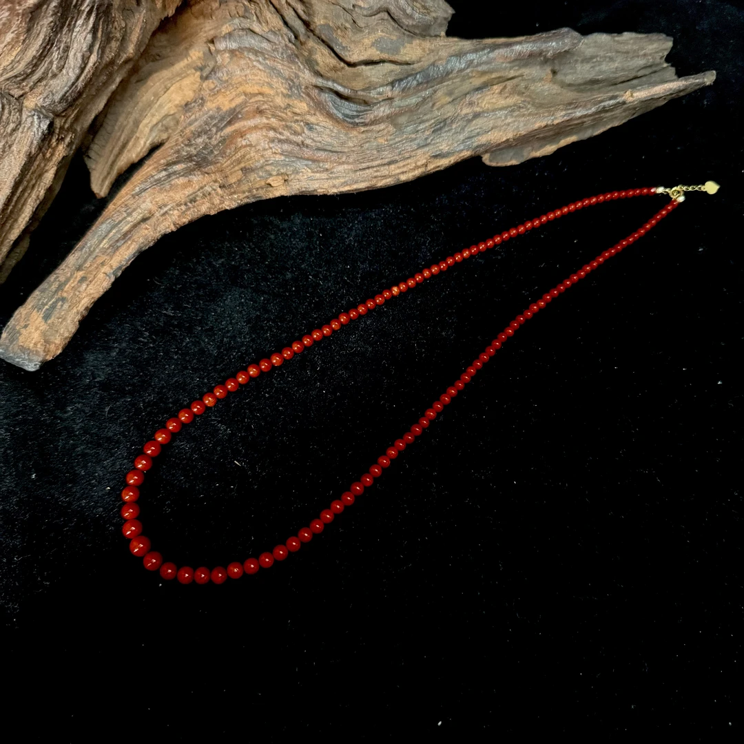 碧海丹心-天然沙丁红珊瑚科西卡塔链-10023