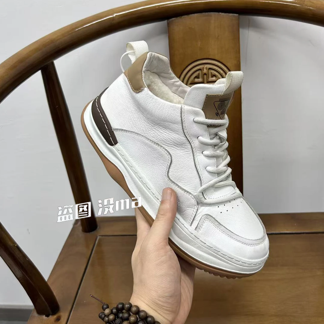 高帮羊皮毛一体内里防寒保暖百搭时尚真皮鞋