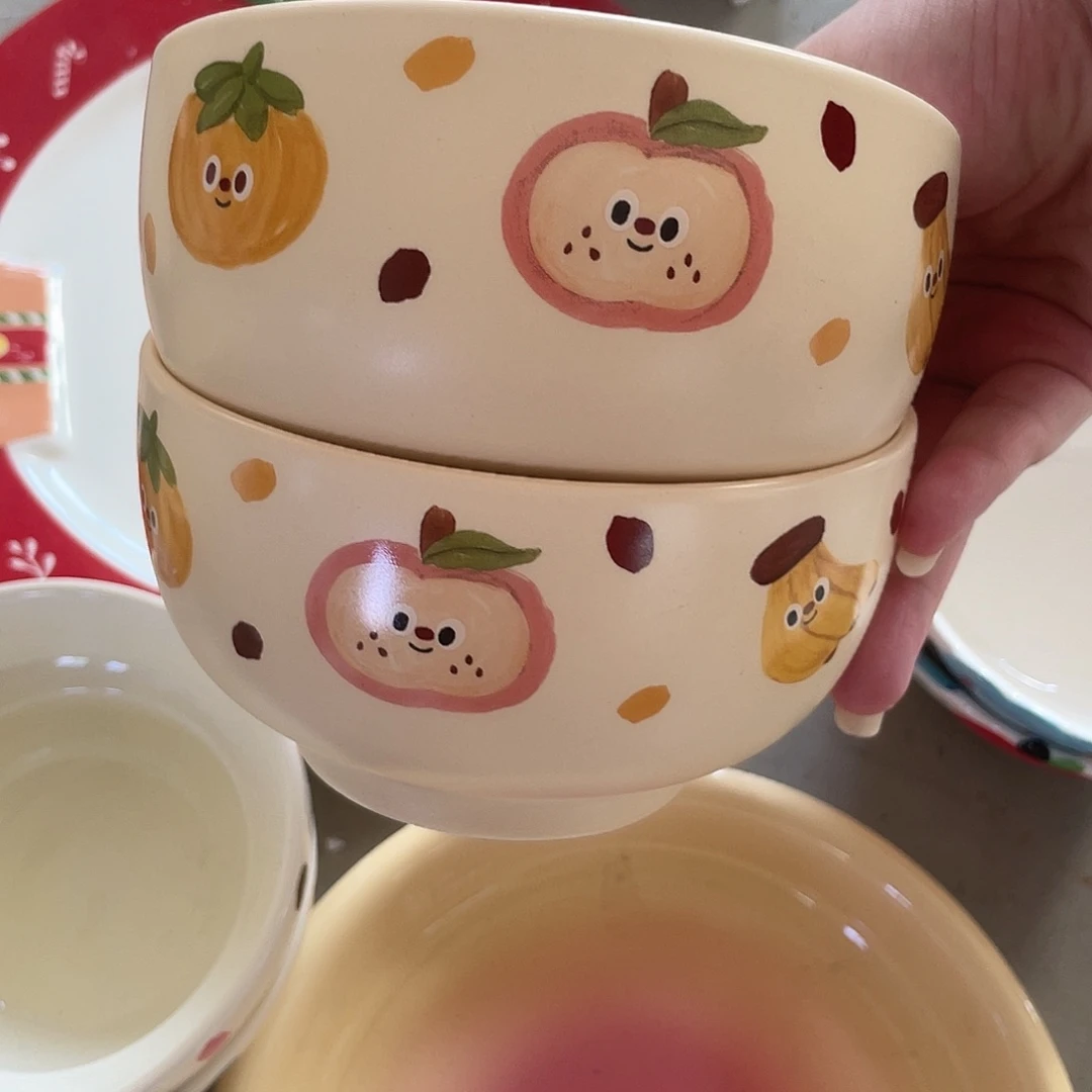 搪瓷微瑕水果米饭碗两个