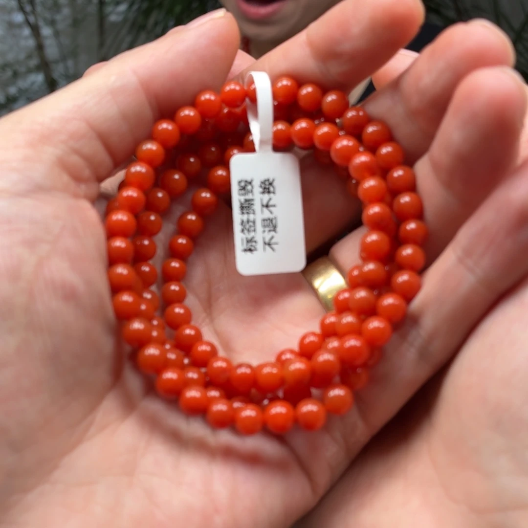 南红玛瑙未镶嵌多圈原矿保山南红冷水河柿子红多圈卡5+