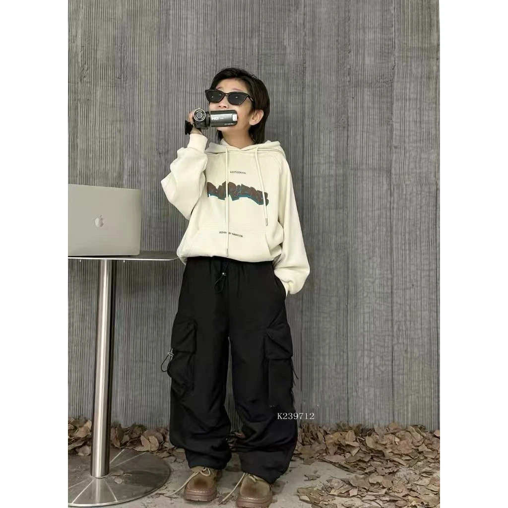 39712高端童装时尚百搭图家设计款加绒工装长裤W/A6-1-4美式运动