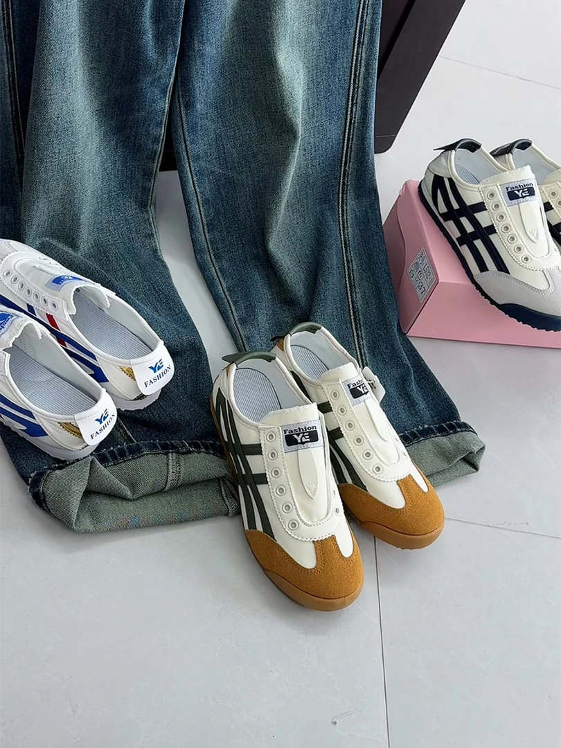 男女情侣款时尚休闲鞋一脚蹬百搭帆布板鞋低帮休闲鞋透气阿甘鞋