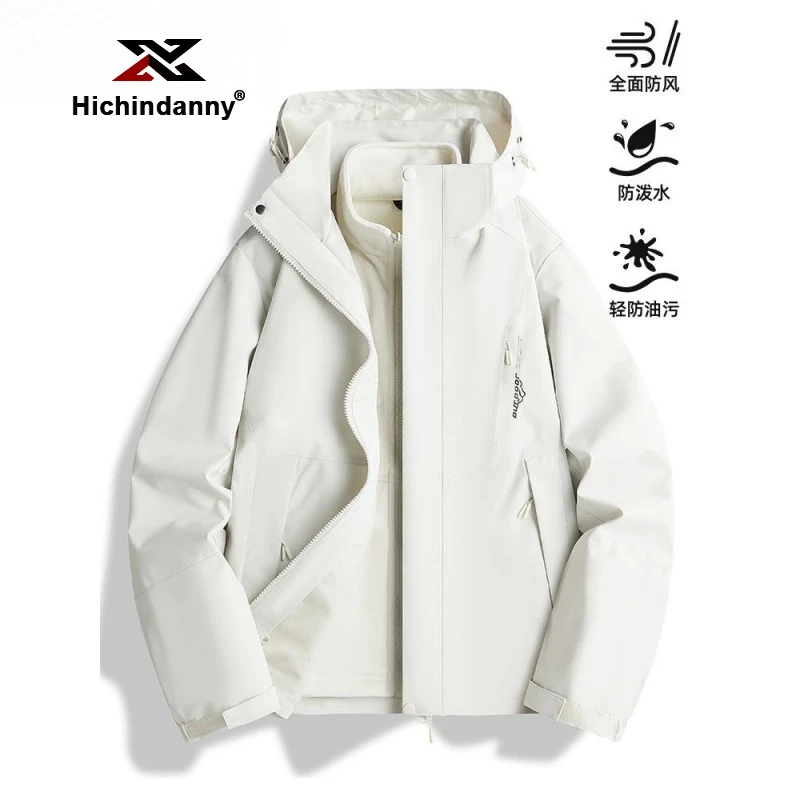 HICHIN户外冲锋衣男女款秋冬季三合一可拆卸防风防水登山服外套