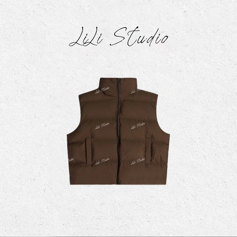PCNY「棕咖暖日」不理理咖色羽绒马甲女秋冬新款时尚保暖白鸭绒背心