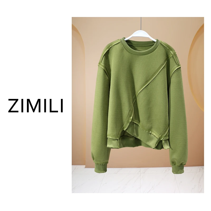 【亮哥欧货女装】冬季麂皮绒加厚《雪松绿》弹力双面亲肤卫衣26089