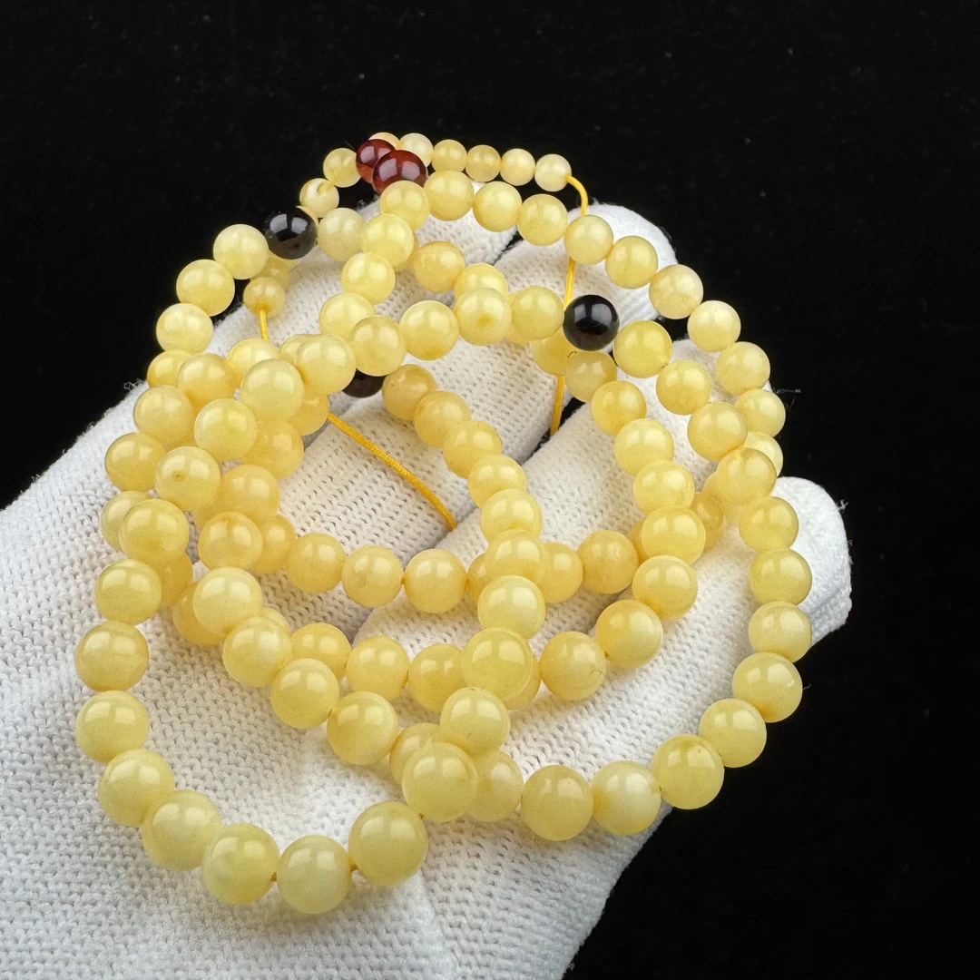 G1266天然蜜蜡制品 俄料圆珠108长串5.7mm 一物一图假一罚十
