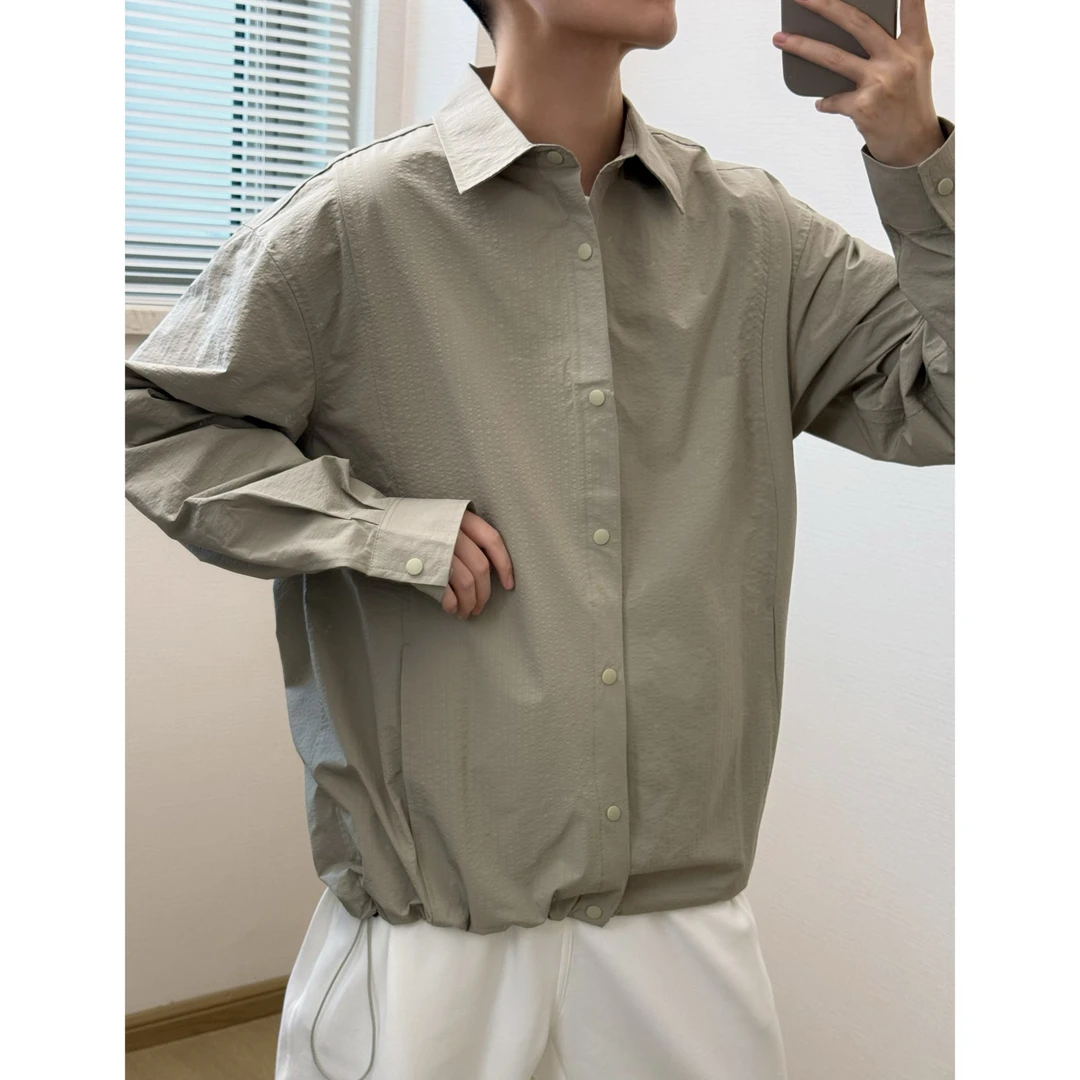 肌理感衬衫外套 春夏抽绳设计