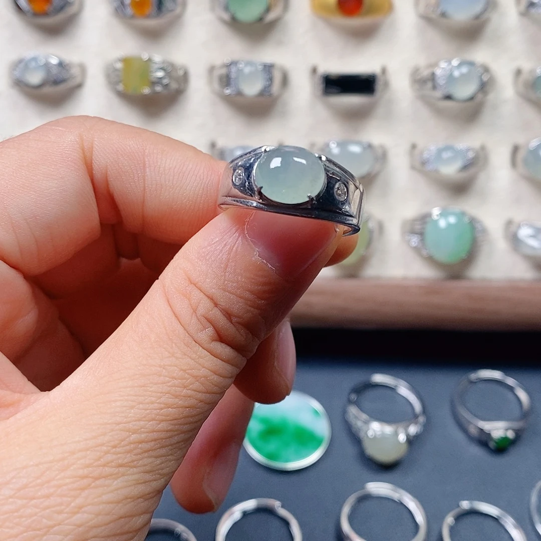 翡翠银S925镶嵌戒指