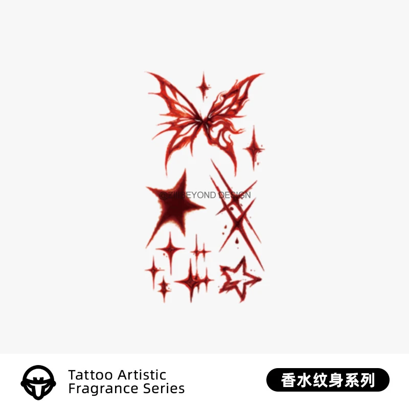 再变 赤蝶星芒万圣节纹身图案纹身纹身贴女女士纹身纹身图案 C12