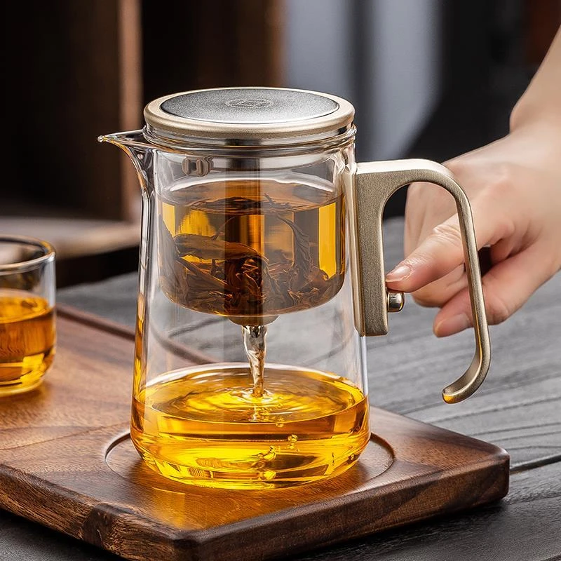 2025新款磁吸飘逸杯泡茶壶茶水分离杯玻璃内胆家用无杆过滤冲茶器