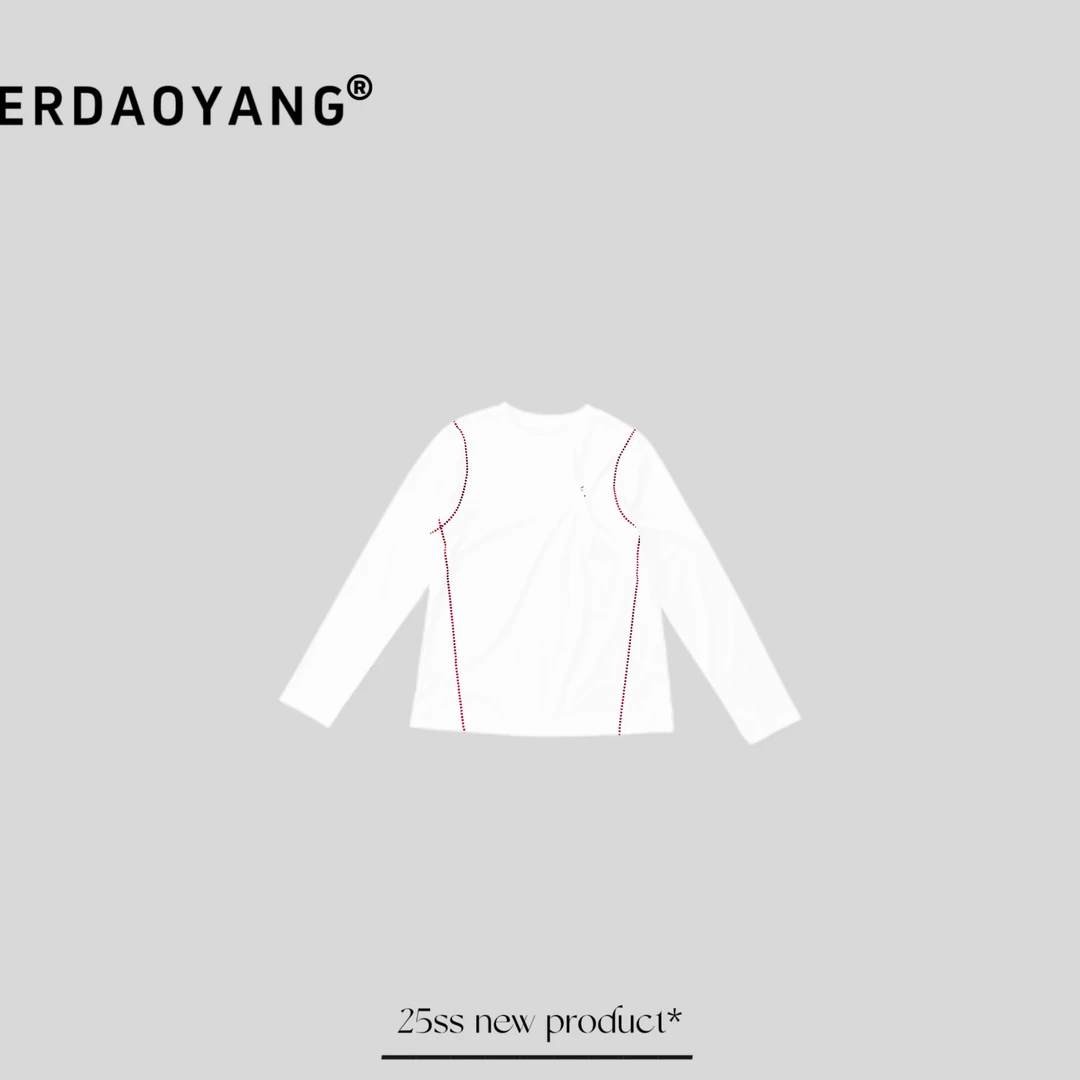 ERDAOYANG "三花猫" 新款撞色线条刺绣百搭长袖CXG020