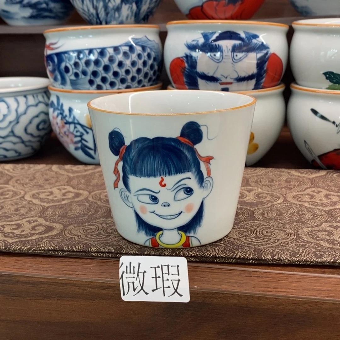 釉下彩老陶泥手工绘制