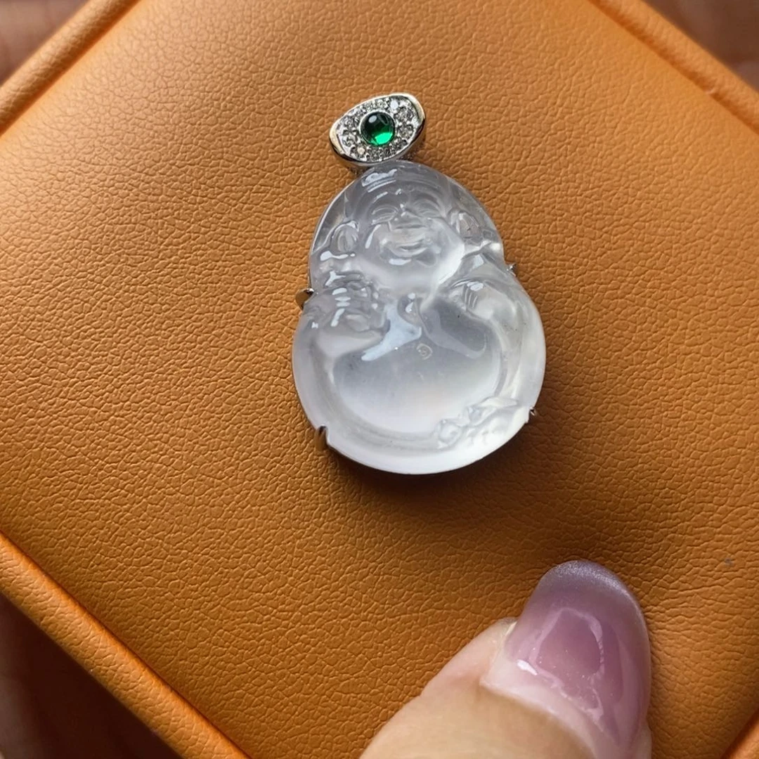 石英质玉银S925镶嵌吊坠(不含链)