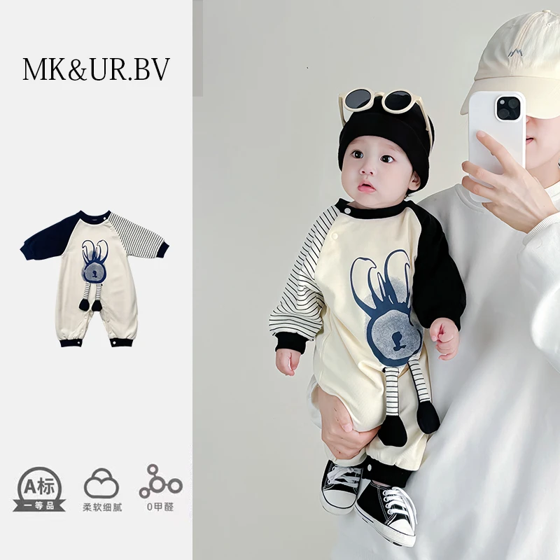 MK&UR.BV婴儿加绒兔子连体衣秋冬季装哈衣外出服穿搭洋气韩国ins