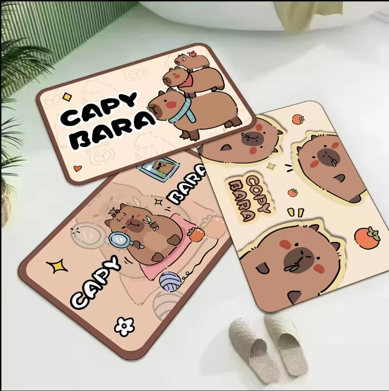 【拍一发三】新款卡皮巴拉三件套硅藻泥防滑吸水地垫入户门垫ay