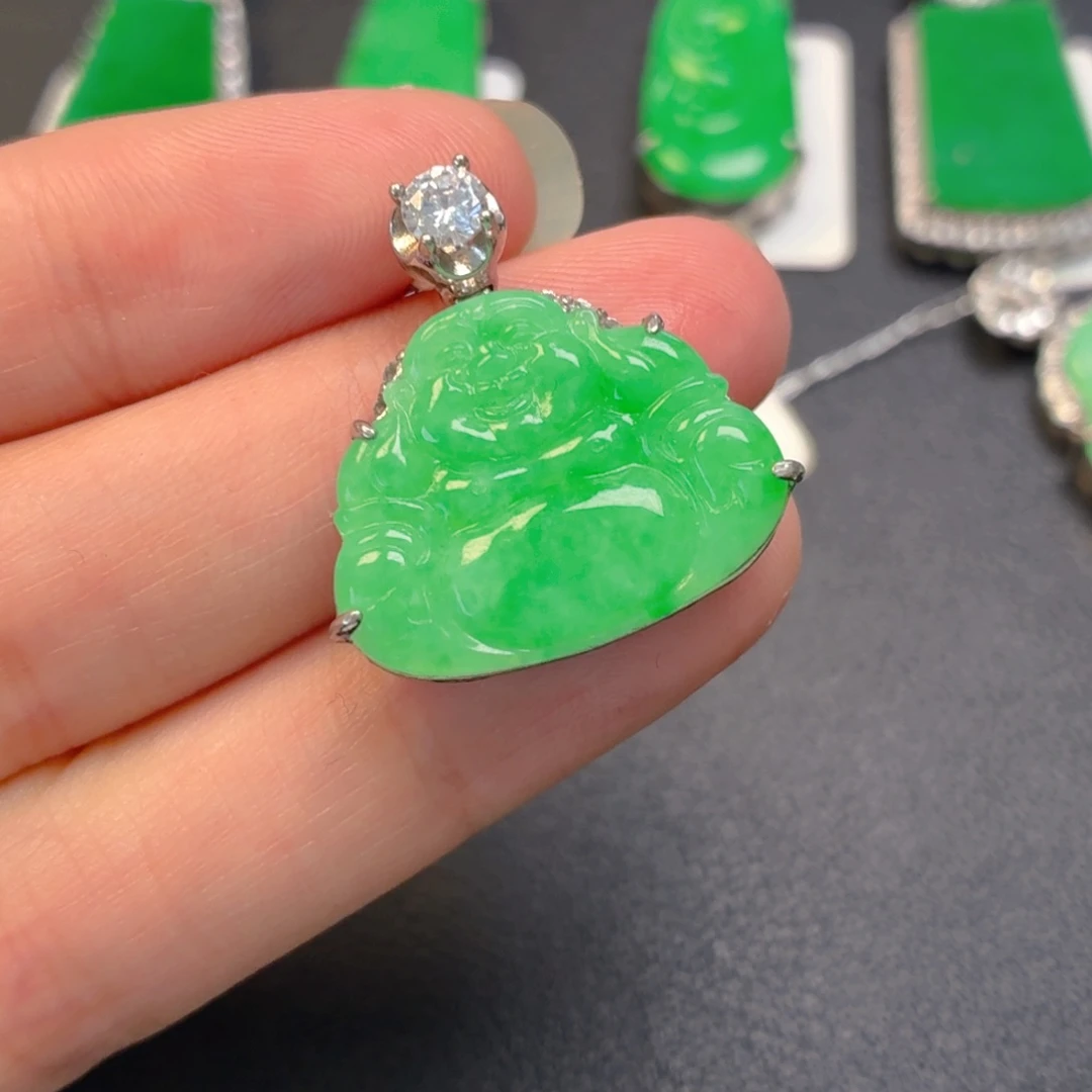 翡翠银S925镶嵌吊坠(不含链)