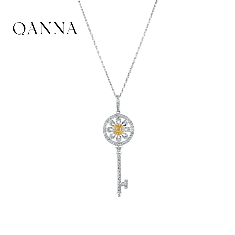QANNA【月耀之坠】【1克拉 黄钻太阳花钥匙】设计钻石吊坠（不含链）AF