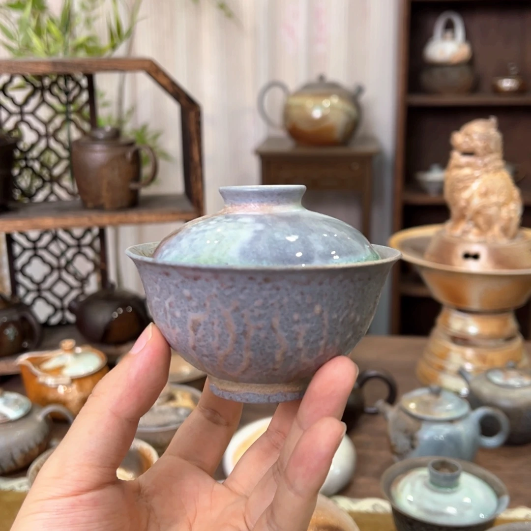 不染柴烧精品盖碗