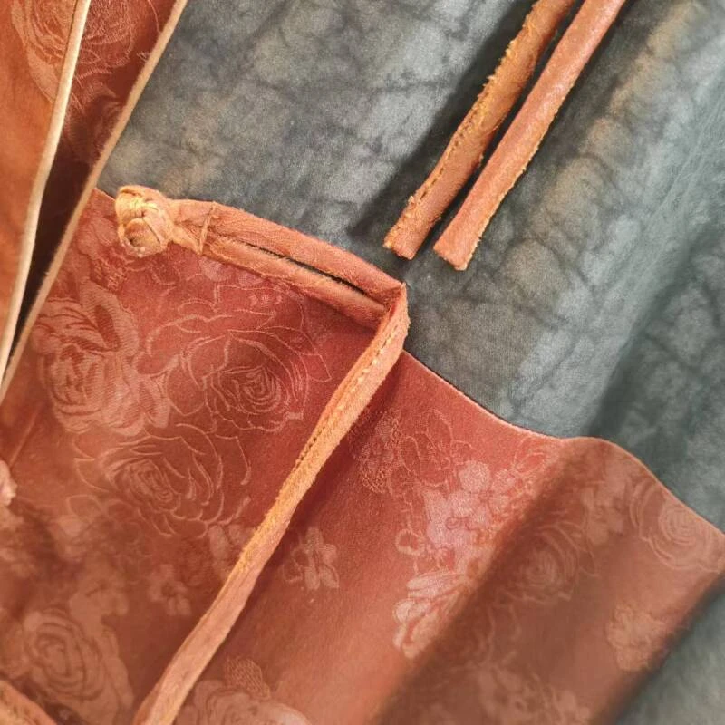 潘一抹微蓝2023新款香云纱双面穿龟纹长袖上衣 23167092