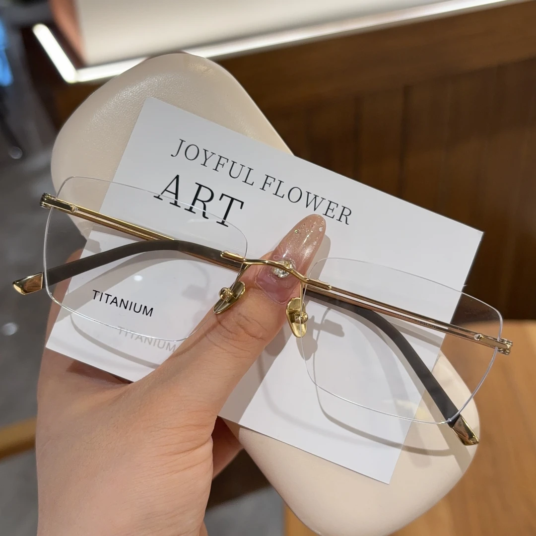 小罗弟斯文雅痞超轻纯钛无框眼镜男近视可配度数高级感纯欲清冷女